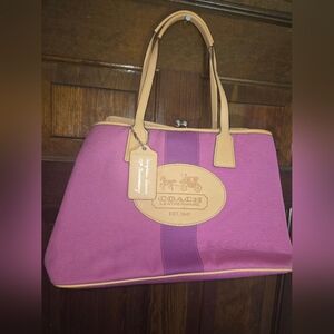 Coach Pink and Tan Tote Bag